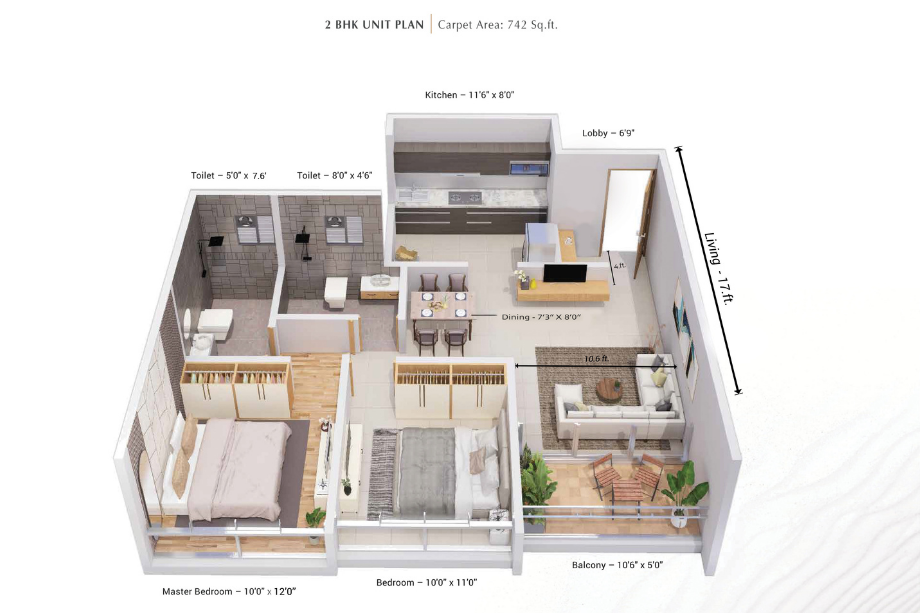 Rudraksh-Vantage-Floor-plan-2-BHK-Unit-Plan-742-Sqft